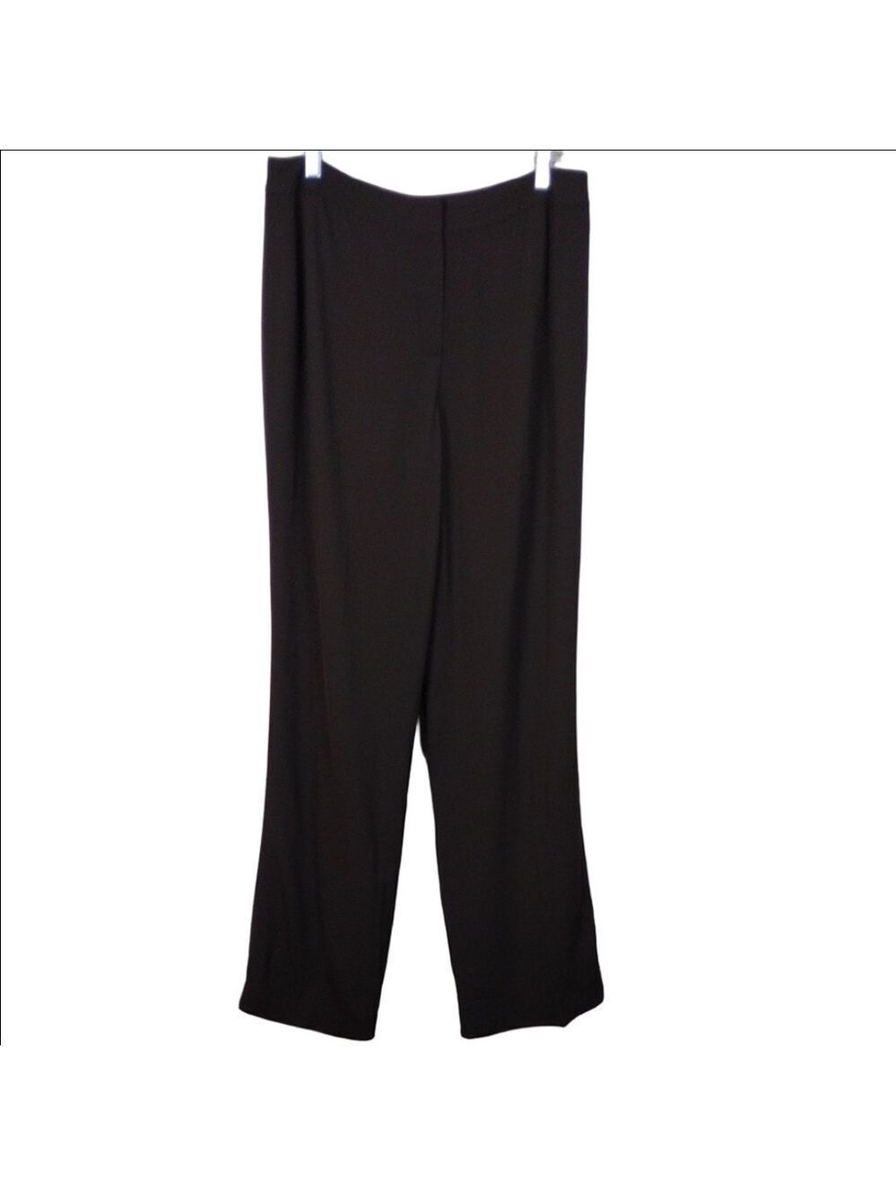Anne Klein Vintage Brown Wool Flat Front High Rise Straight Flare Leg Trouser